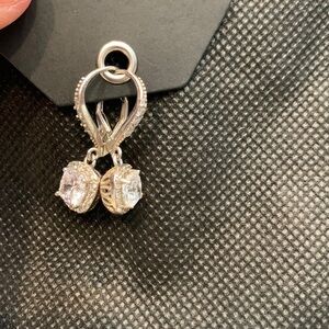 Cushion CZ Lever Back Sterling Silver Drop Earrings by Kenneth Jay Lane